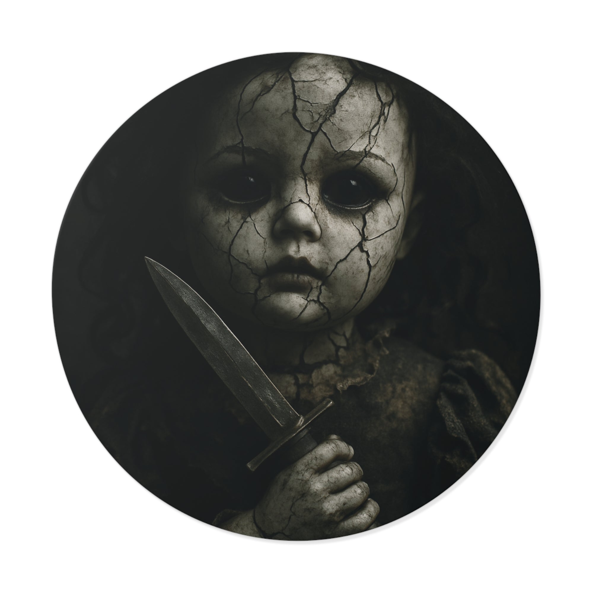 Creepy Doll Horror Vinyl Stickers, Scary Decor, Gift for Halloween, Goth Aesthetic, Dark Vintage Style