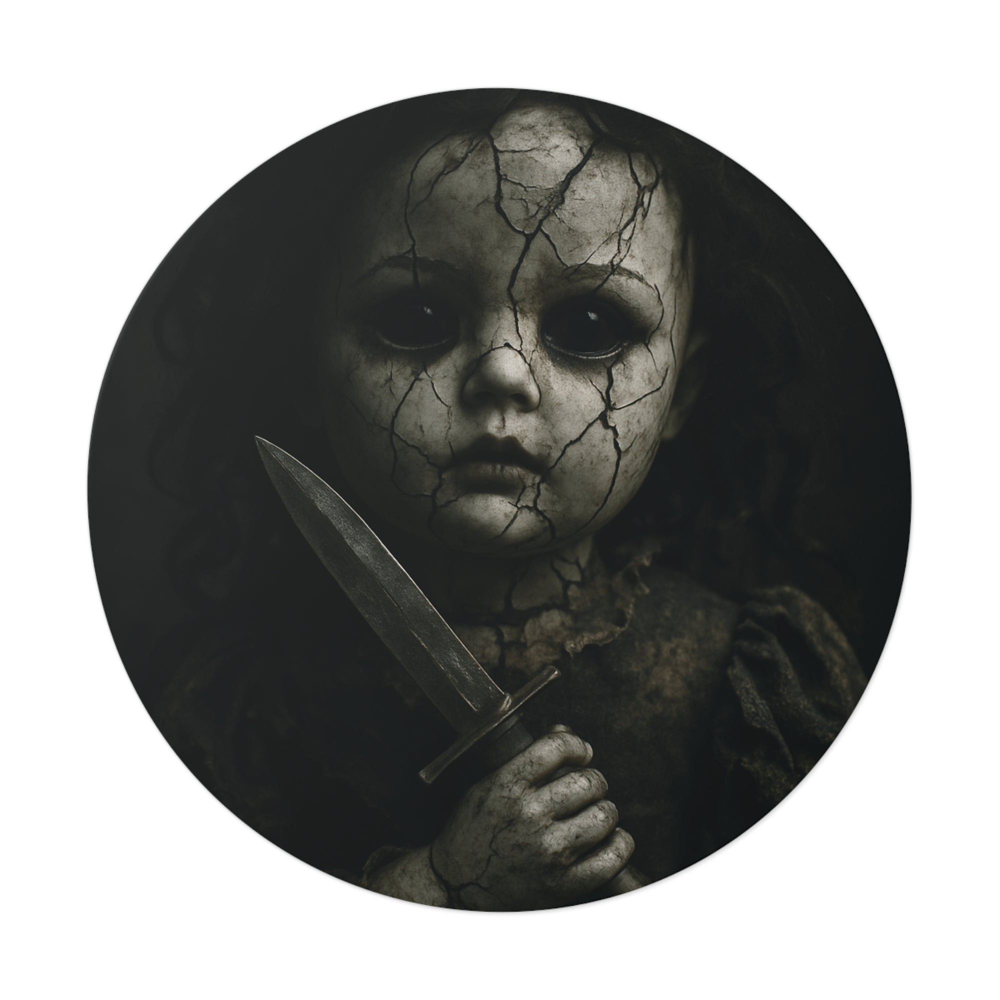 Creepy Doll Horror Vinyl Stickers, Scary Decor, Gift for Halloween, Goth Aesthetic, Dark Vintage Style