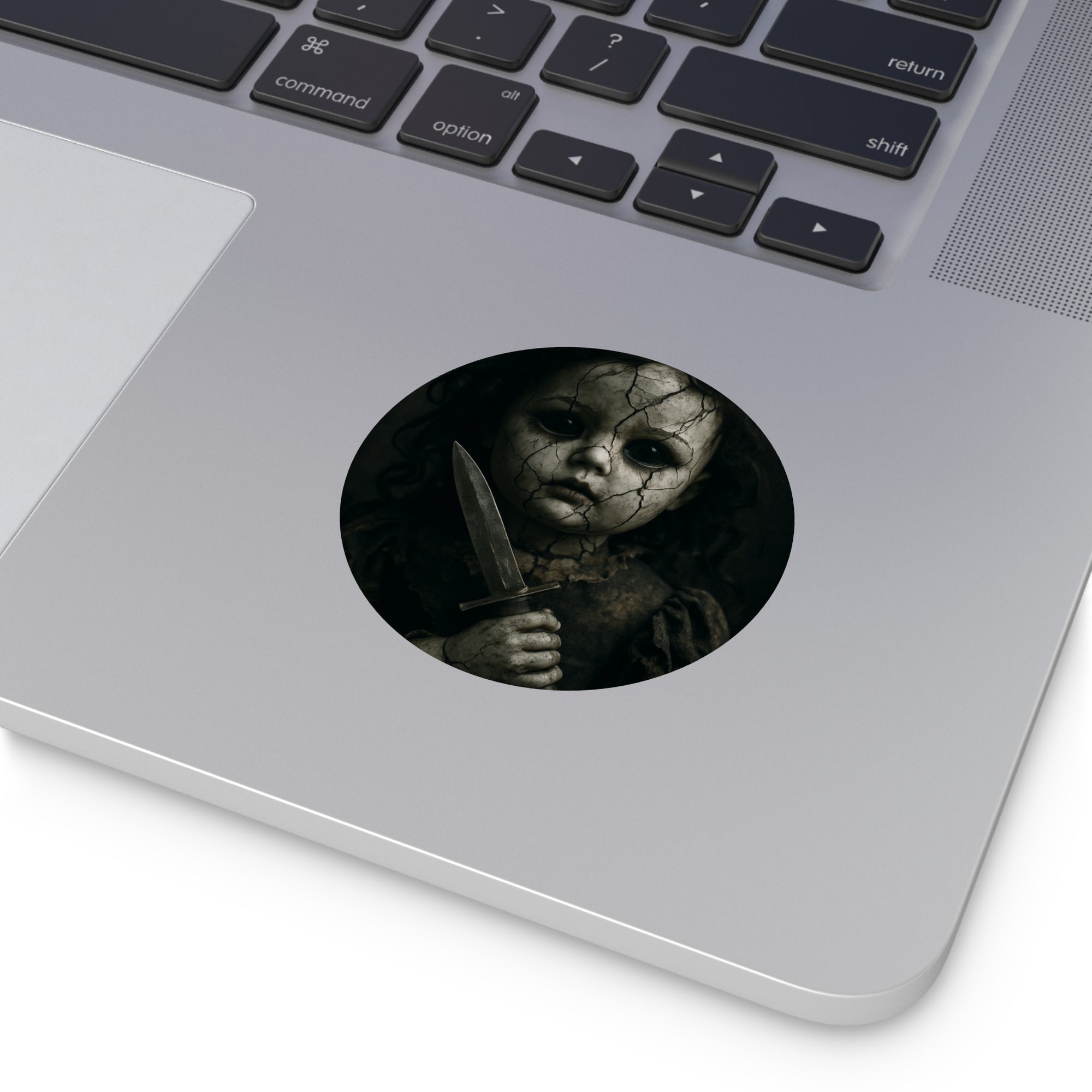 Creepy Doll Horror Vinyl Stickers, Scary Decor, Gift for Halloween, Goth Aesthetic, Dark Vintage Style