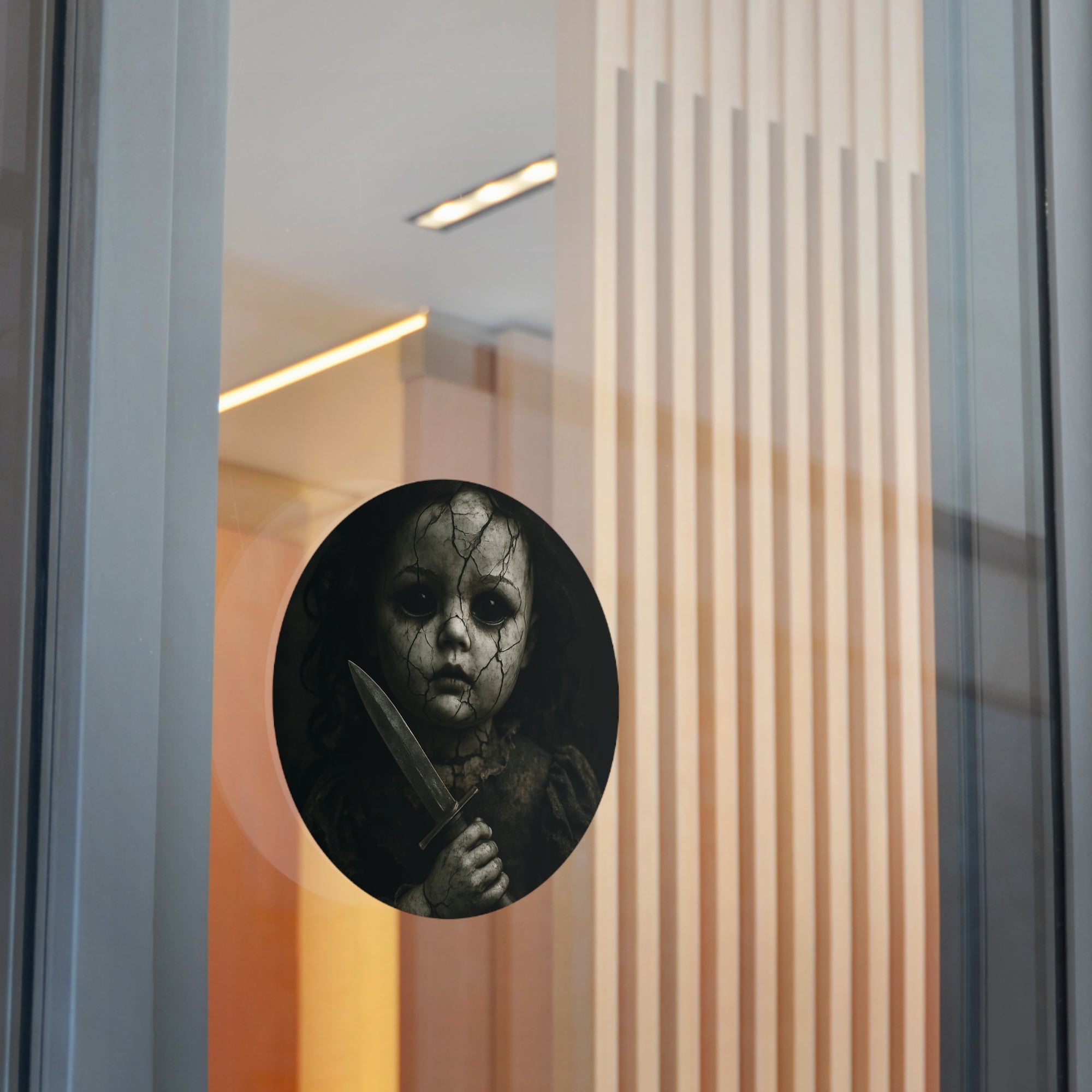 Creepy Doll Horror Vinyl Stickers, Scary Decor, Gift for Halloween, Goth Aesthetic, Dark Vintage Style