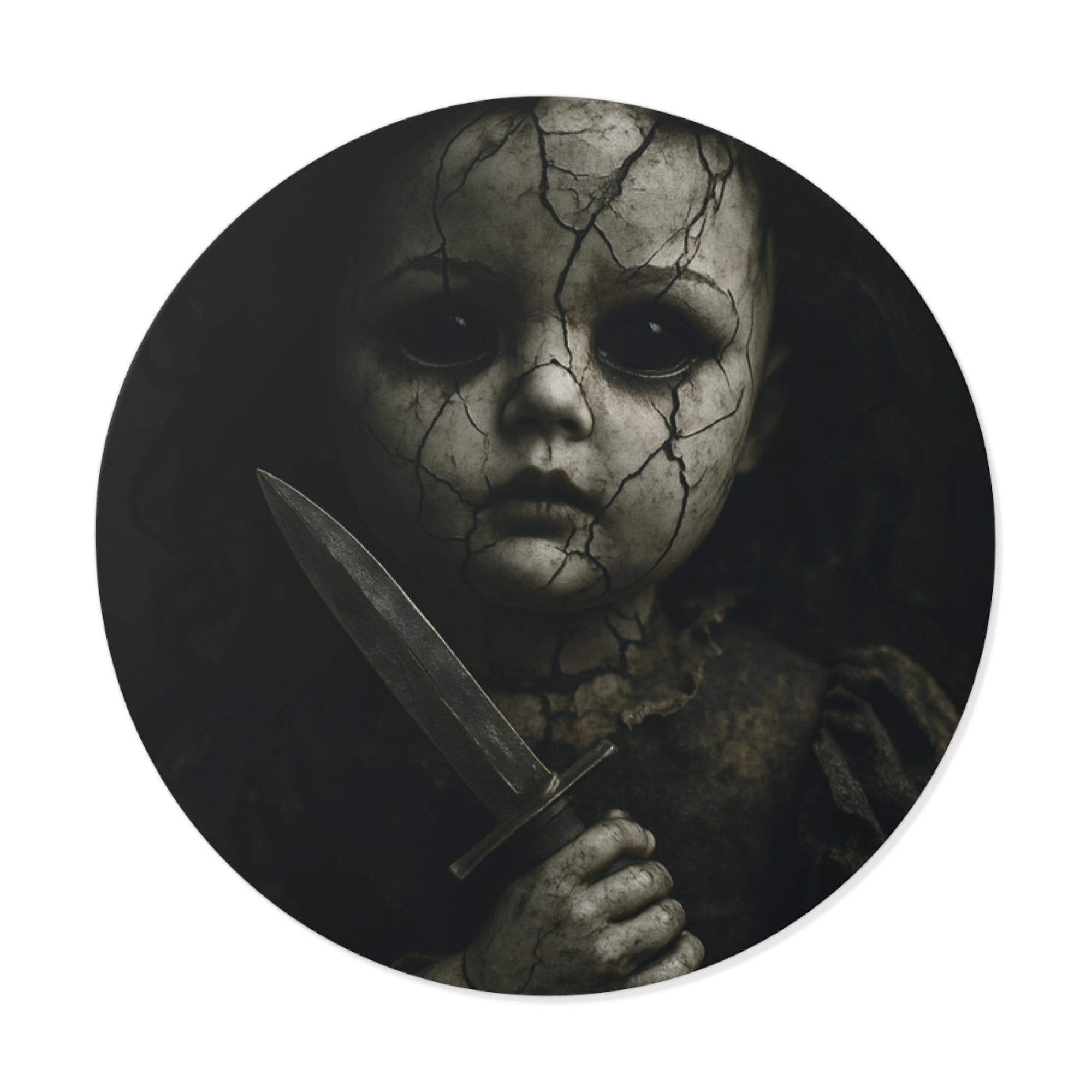 Creepy Doll Horror Vinyl Stickers, Scary Decor, Gift for Halloween, Goth Aesthetic, Dark Vintage Style