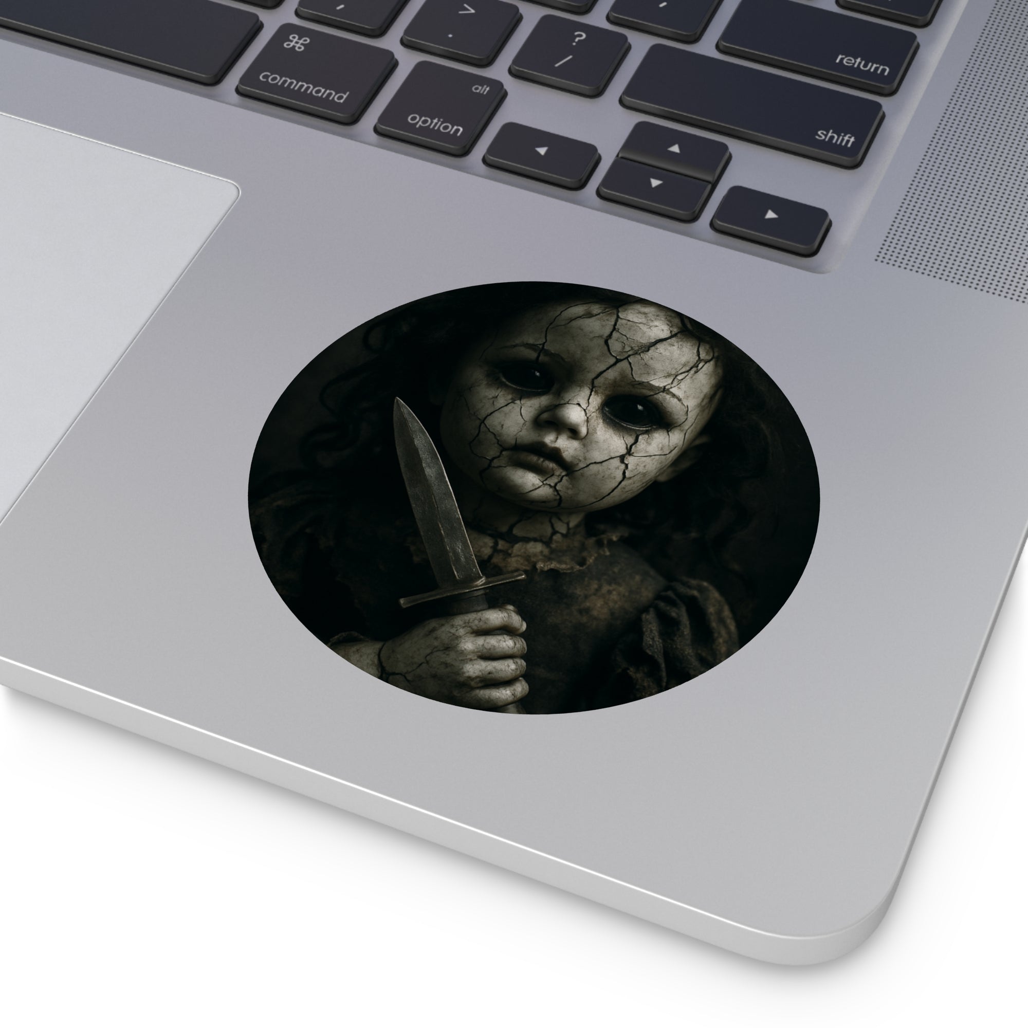 Creepy Doll Horror Vinyl Stickers, Scary Decor, Gift for Halloween, Goth Aesthetic, Dark Vintage Style