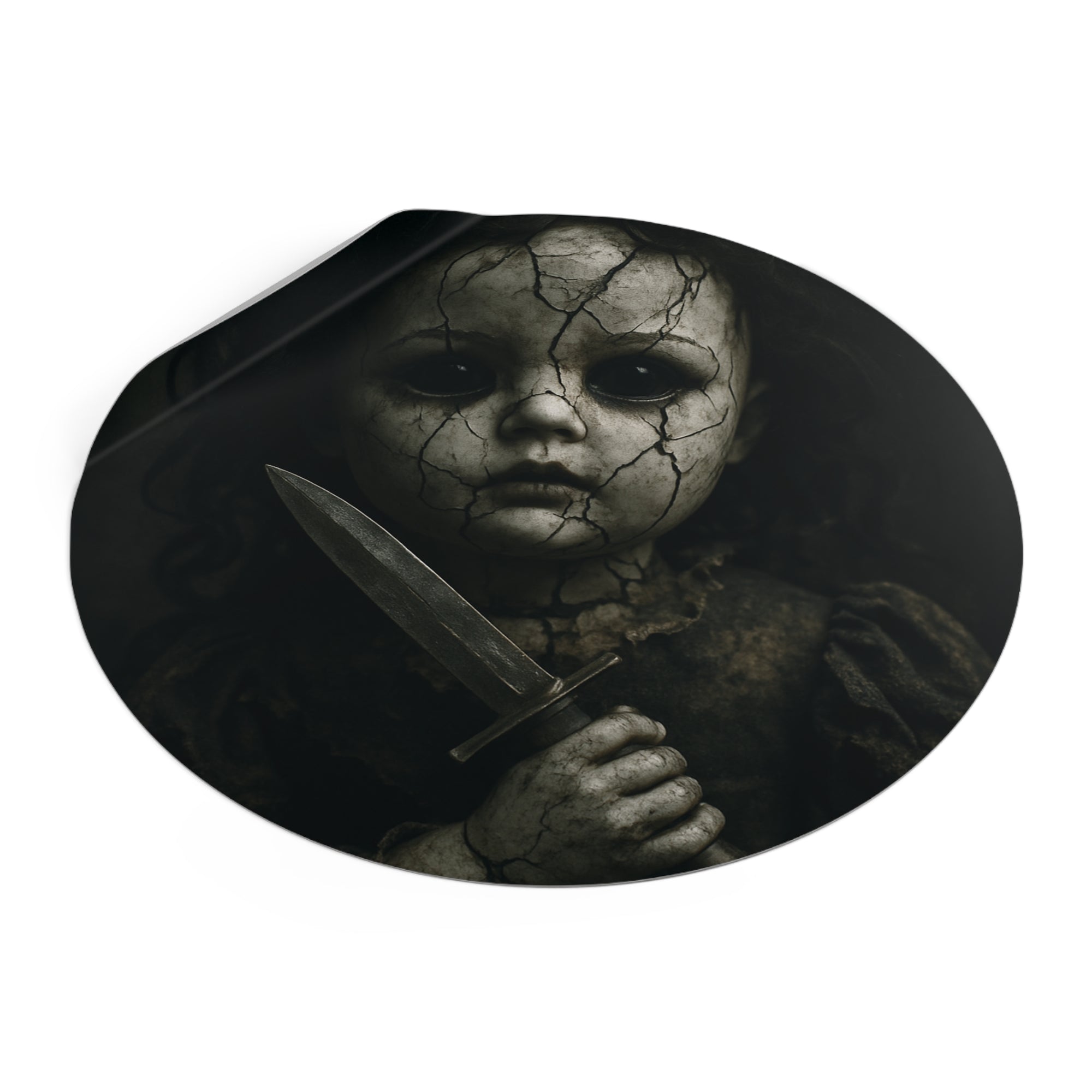 Creepy Doll Horror Vinyl Stickers, Scary Decor, Gift for Halloween, Goth Aesthetic, Dark Vintage Style