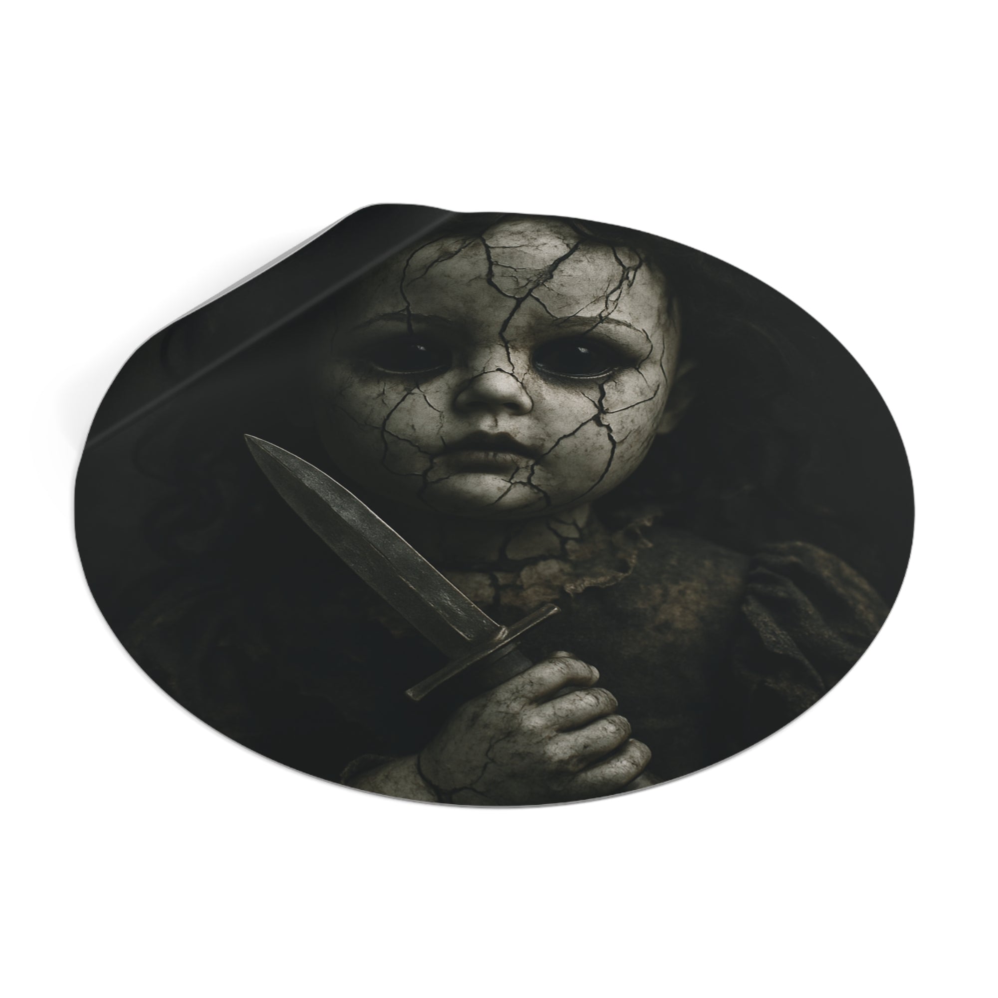Creepy Doll Horror Vinyl Stickers, Scary Decor, Gift for Halloween, Goth Aesthetic, Dark Vintage Style
