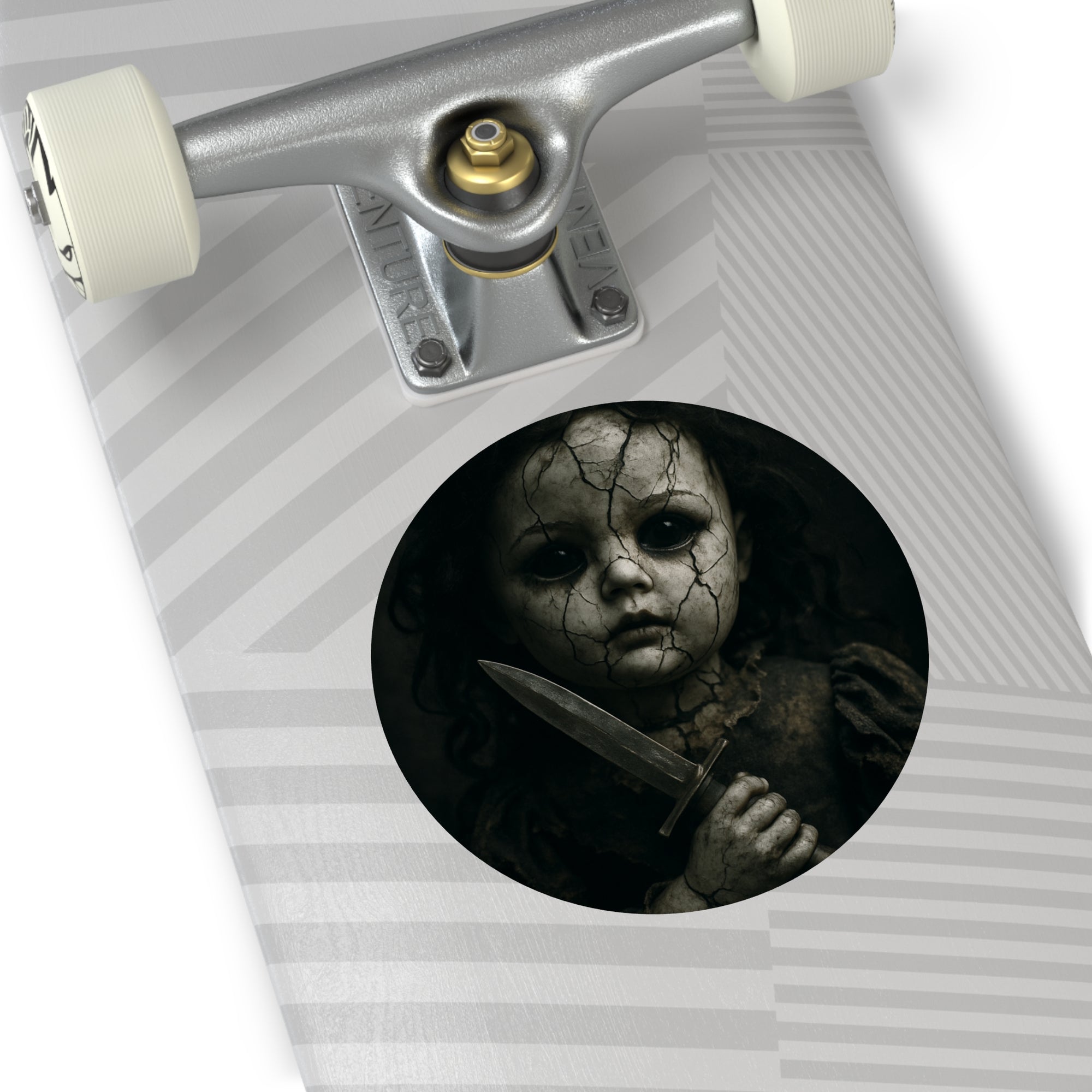 Creepy Doll Horror Vinyl Stickers, Scary Decor, Gift for Halloween, Goth Aesthetic, Dark Vintage Style