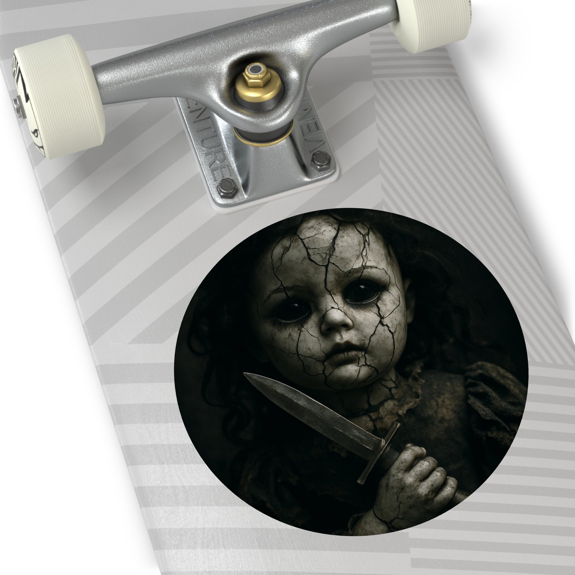 Creepy Doll Horror Vinyl Stickers, Scary Decor, Gift for Halloween, Goth Aesthetic, Dark Vintage Style
